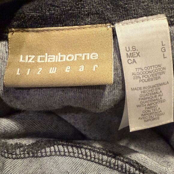 Liz Claiborne Gray Velour Button Up Long Sleeve Top Women L Holiday Fall Winter - Picture 6 of 8